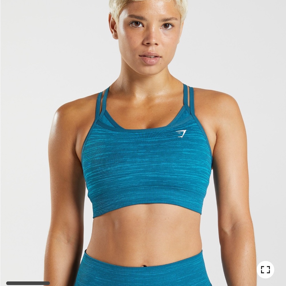 Gymshark Apart Marl Seamless sports bra in Atlantic/Shark Blue